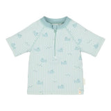 Conjunto bañador niño manga corta verde rayas Little Dutch