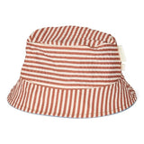 Gorro reversible bebé niño azul raya marrón  Little Dutch