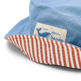 Gorro reversible bebé niño azul raya marrón  Little Dutch