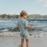 Bañador mono niño manga corta azul océano Little Dutch