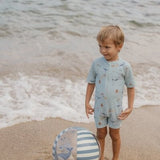 Bañador mono niño manga corta azul océano Little Dutch