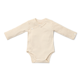 Body bebé manga larga rayas beige