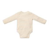 Body bebé manga larga rayas beige