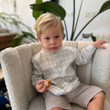 Camisa niño cuadros beige verde