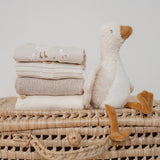 Body bebé manga larga rayas beige