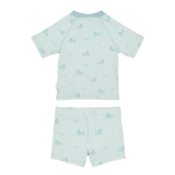 Conjunto bañador niño manga corta verde rayas Little Dutch