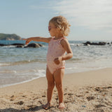 Bañador niña volante rosa conchitas Little Dutch