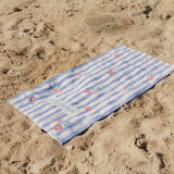 Toalla de playa niña raya lila flores Little Dutch