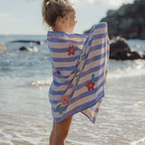 Toalla de playa niña raya lila flores Little Dutch
