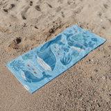 Toalla de playa niño azul ballenas Little Dutch