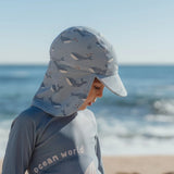 Gorro de baño bebé niño azul ballenas