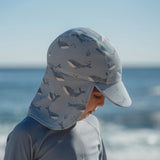 Gorro de baño bebé niño azul ballenas