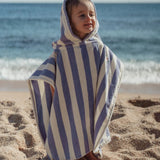 Poncho playa niña raya azul Little Dutch