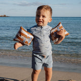 Manguitos niño raya marrón ballenas Little Dutch