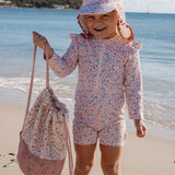 Gorro de baño bebé niña rosa flores Little Dutch