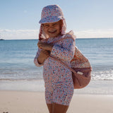 Gorro de baño bebé niña rosa flores Little Dutch