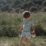 Bañador niño tipo short rayas verde agua Little Dutch