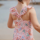 Bañador niña rosa volante sirenitas Little Dutch