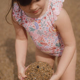 Bañador niña rosa volante sirenitas Little Dutch